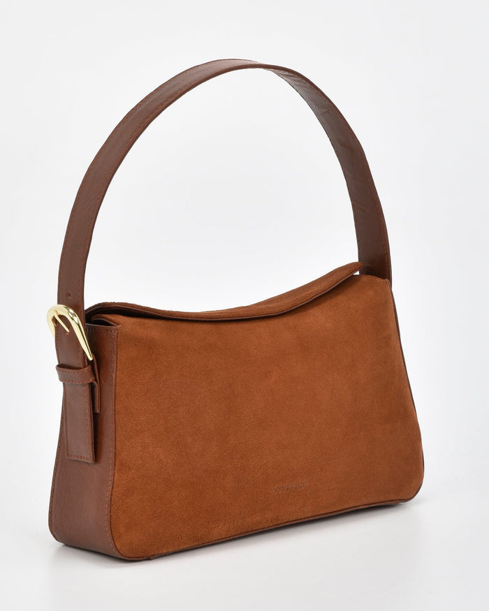 Portsea Suede & Leather Shoulder Bag - Tan