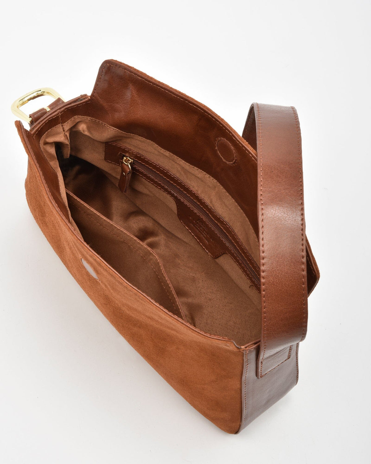 Portsea Suede & Leather Shoulder Bag - Tan