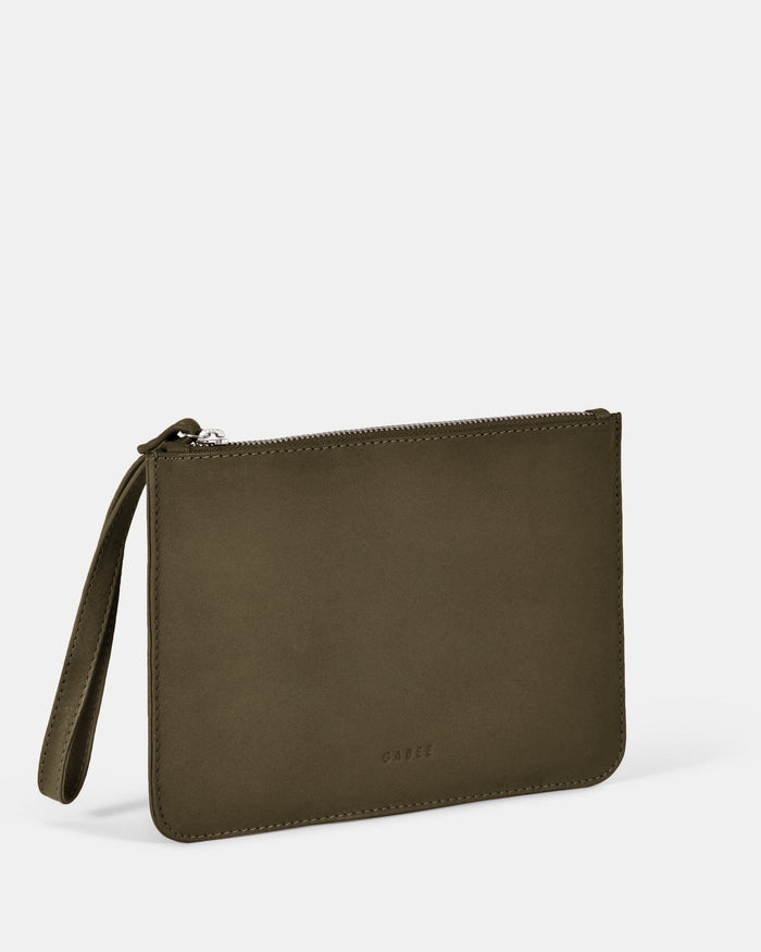 Queens Leather Pouch - Olive