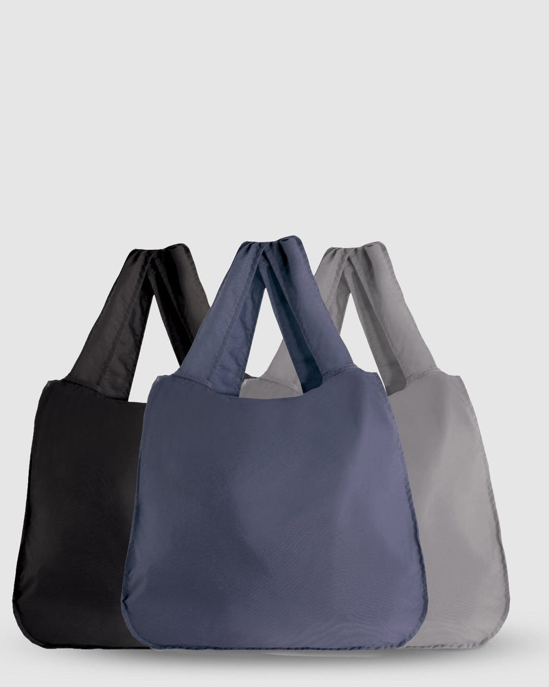 Recycled Polyester ECOSHOPA Convertible Bag & Backpack - 3 PACK (Black, Navy, Grey)