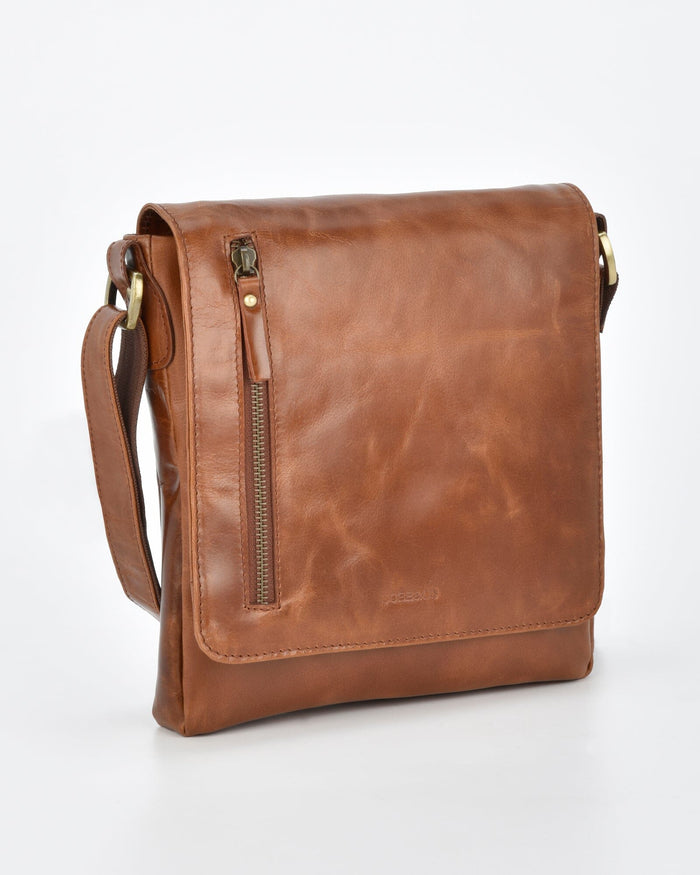 Richmond JR. RFID Leather Satchel - Cognac