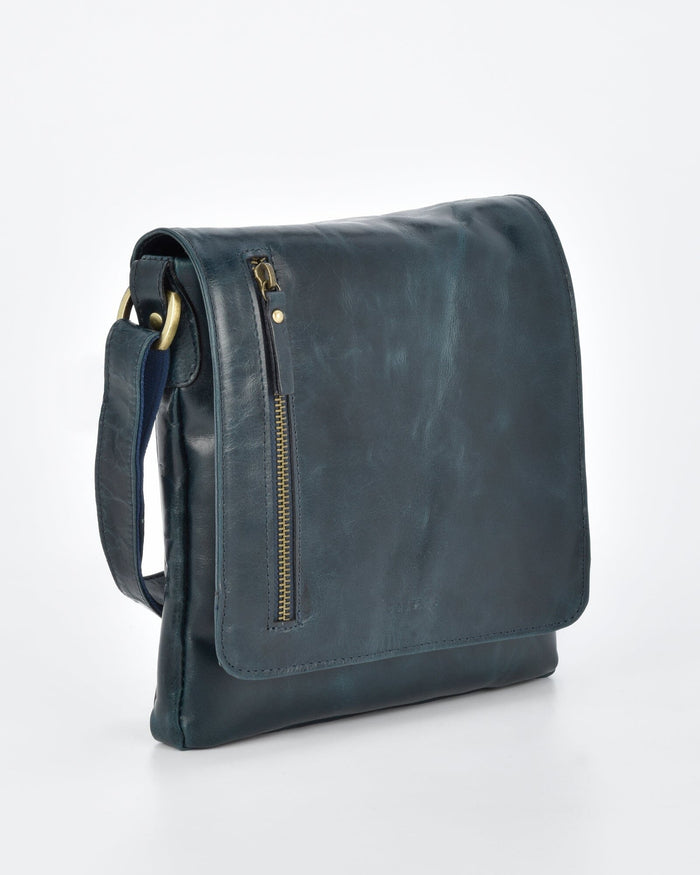 Richmond JR. RFID Leather Satchel - Navy