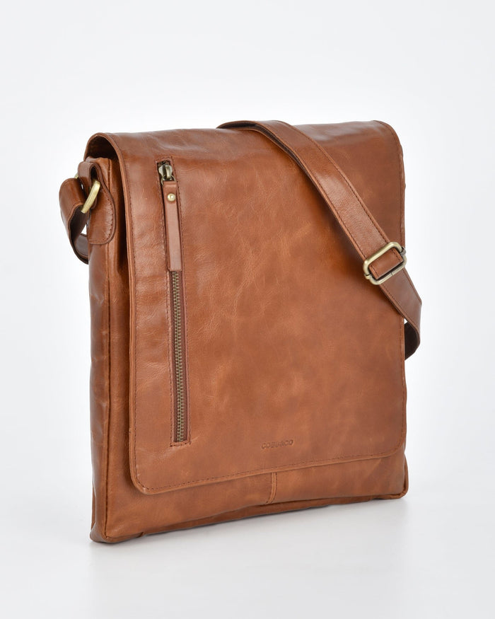 Richmond RIFD Leather Satchel (Large) - Cognac