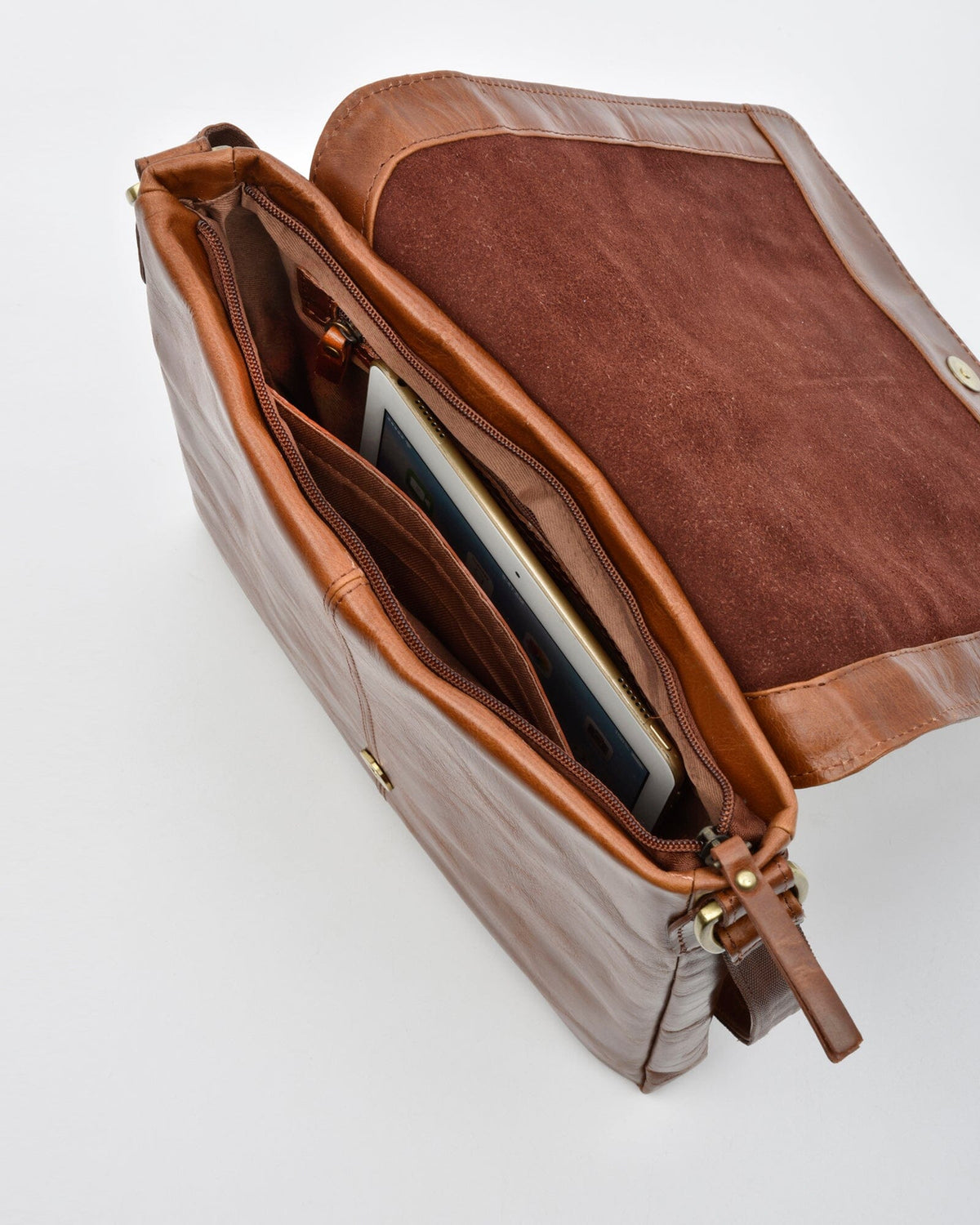 Richmond RIFD Leather Satchel (Large) - Cognac