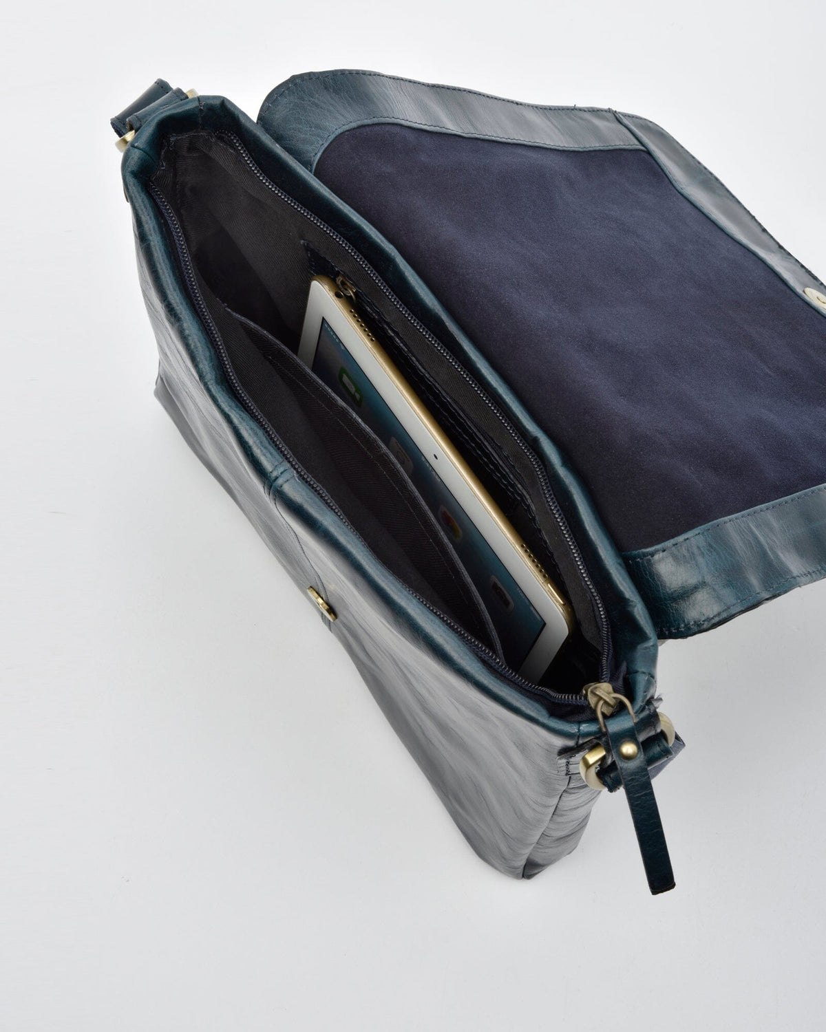 Richmond RIFD Leather Satchel (Large) - Navy
