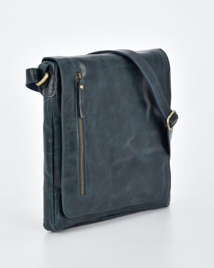 Richmond RIFD Leather Satchel (Large) - Navy