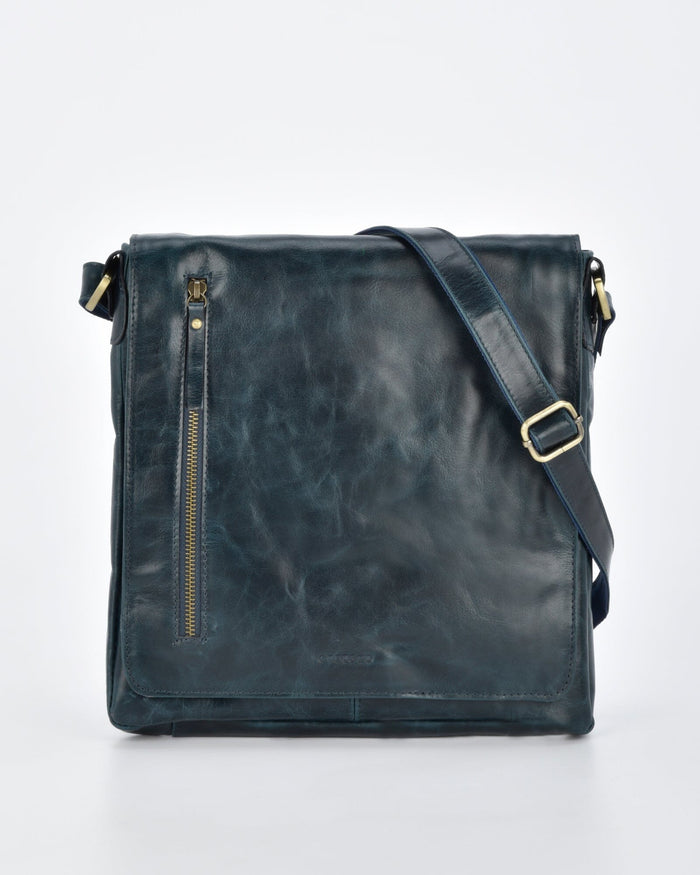 Richmond RIFD Leather Satchel (Large) - Navy