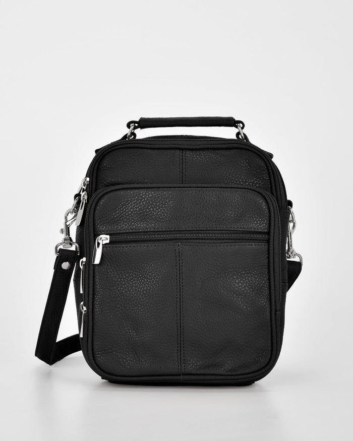Riley Small Leather Crossbody Bag - Black