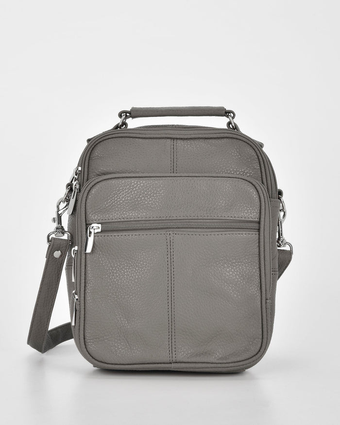 Riley Small Leather Crossbody Bag Crossbody Bag Cobb & Co Grey 