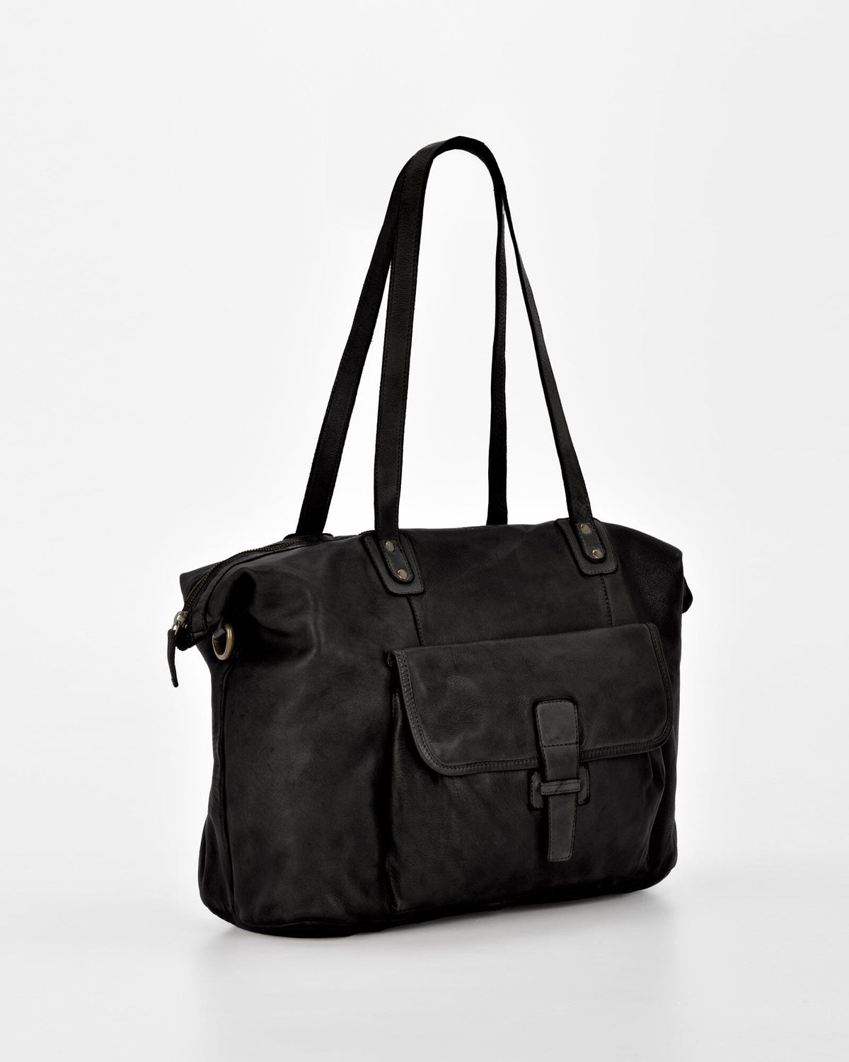 Rochester Rugged Leather Large Weekend Duffel - Black