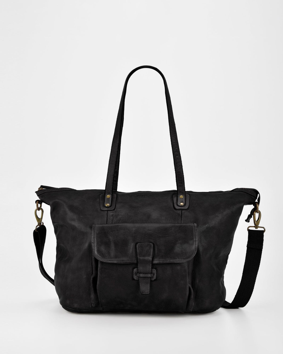 Rochester Rugged Leather Large Weekend Duffel - Black