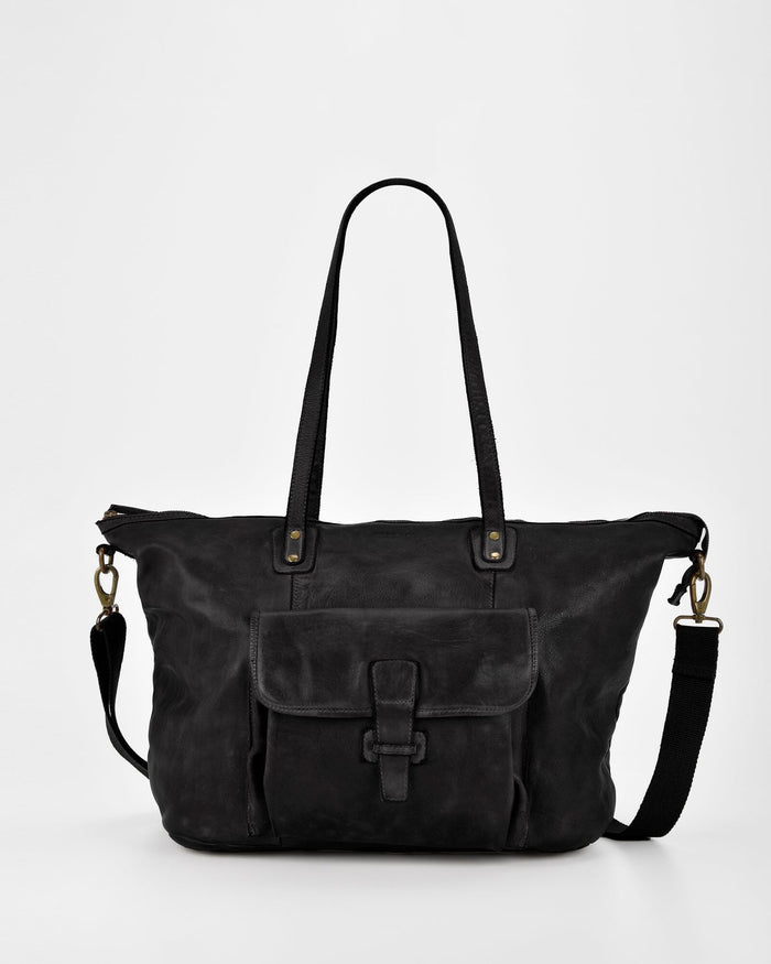 Rochester Rugged Leather Large Weekend Duffel - Black