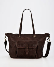 Rochester Rugged Leather Large Weekend Duffel - Chocolate
