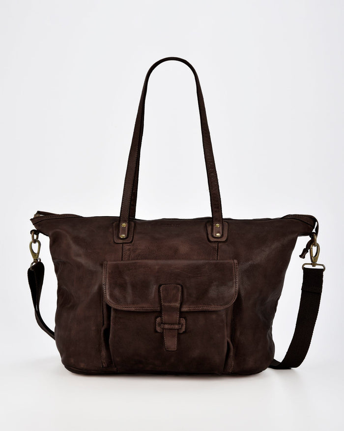 Rochester Rugged Leather Large Weekend Duffel - Chocolate