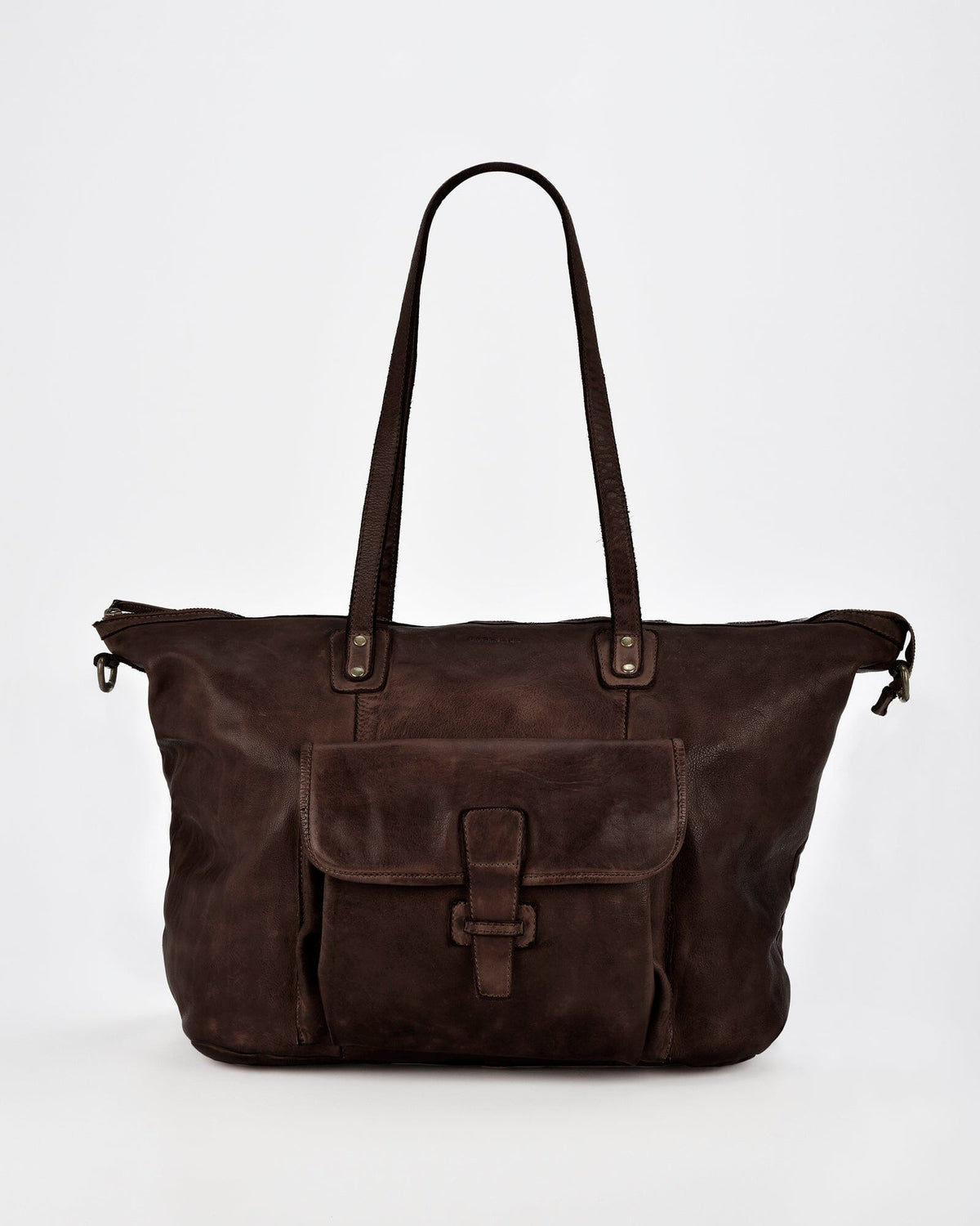 Rochester Rugged Leather Large Weekend Duffel - Chocolate