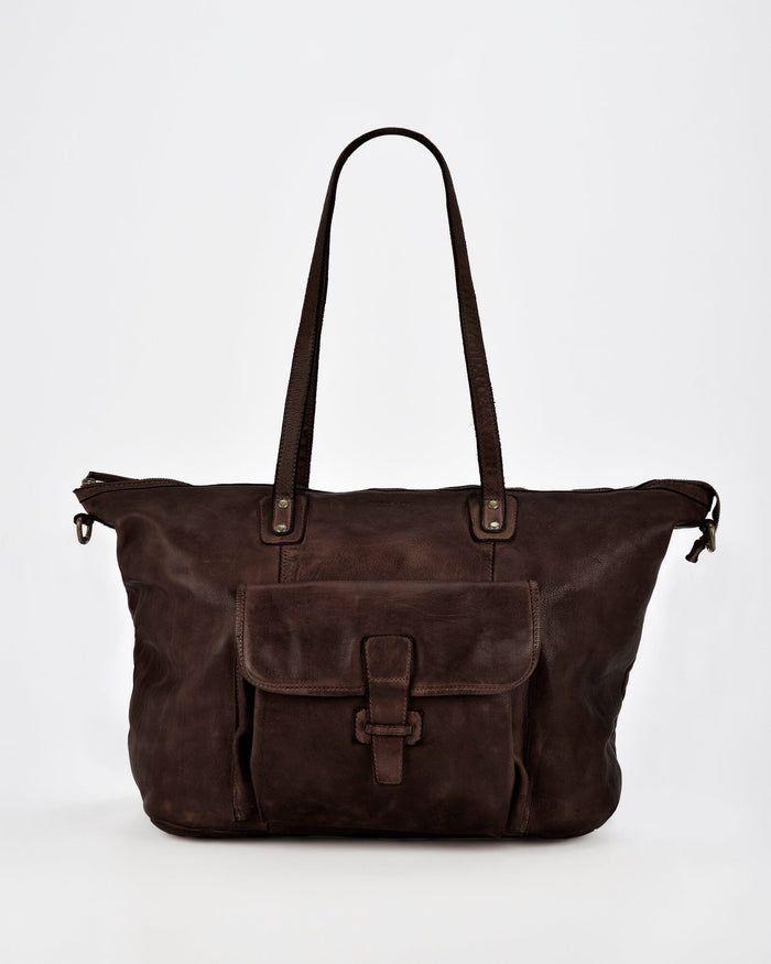 Rochester Rugged Leather Large Weekend Duffel - Chocolate