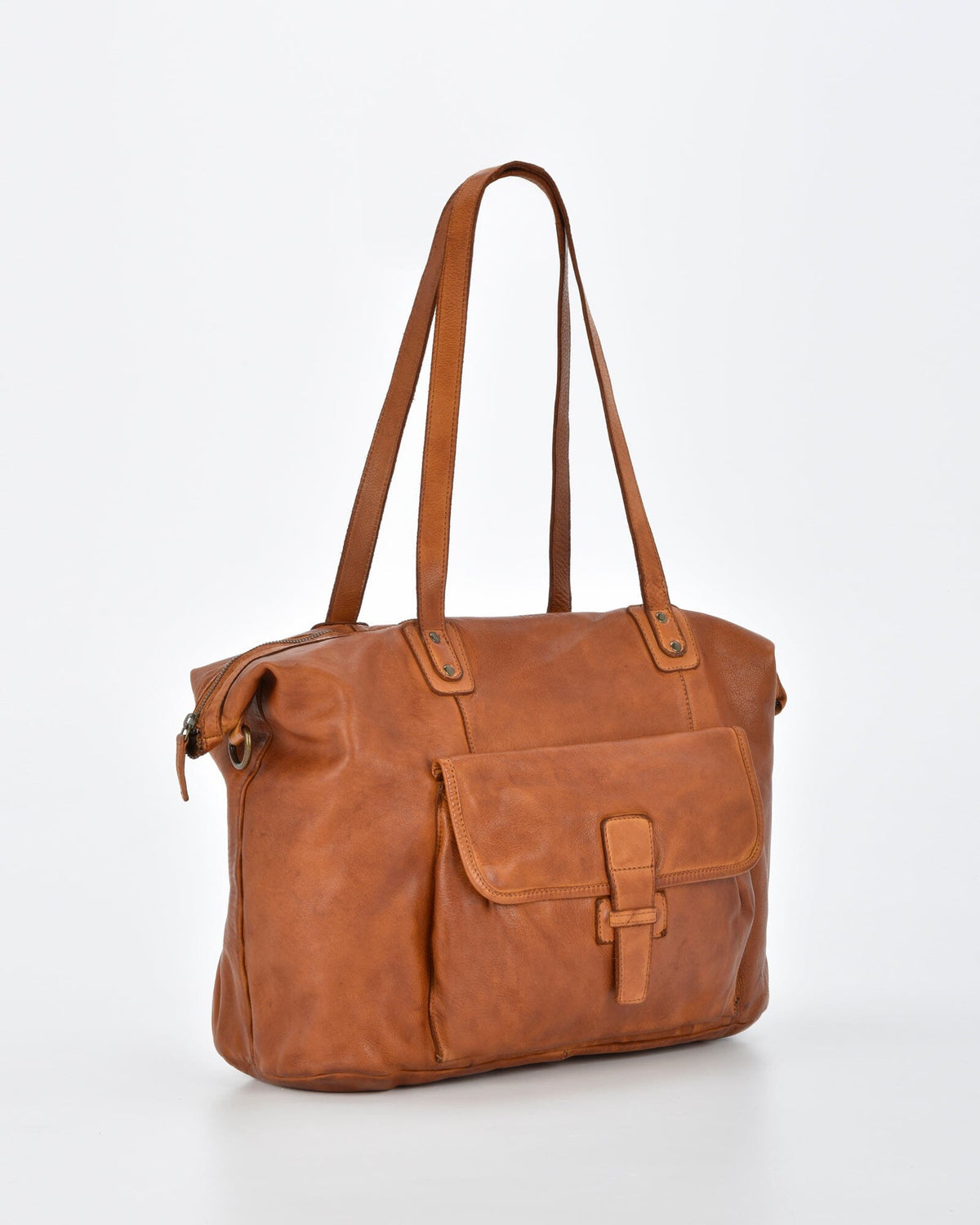 Rochester Rugged Leather Large Weekend Duffel - Cognac