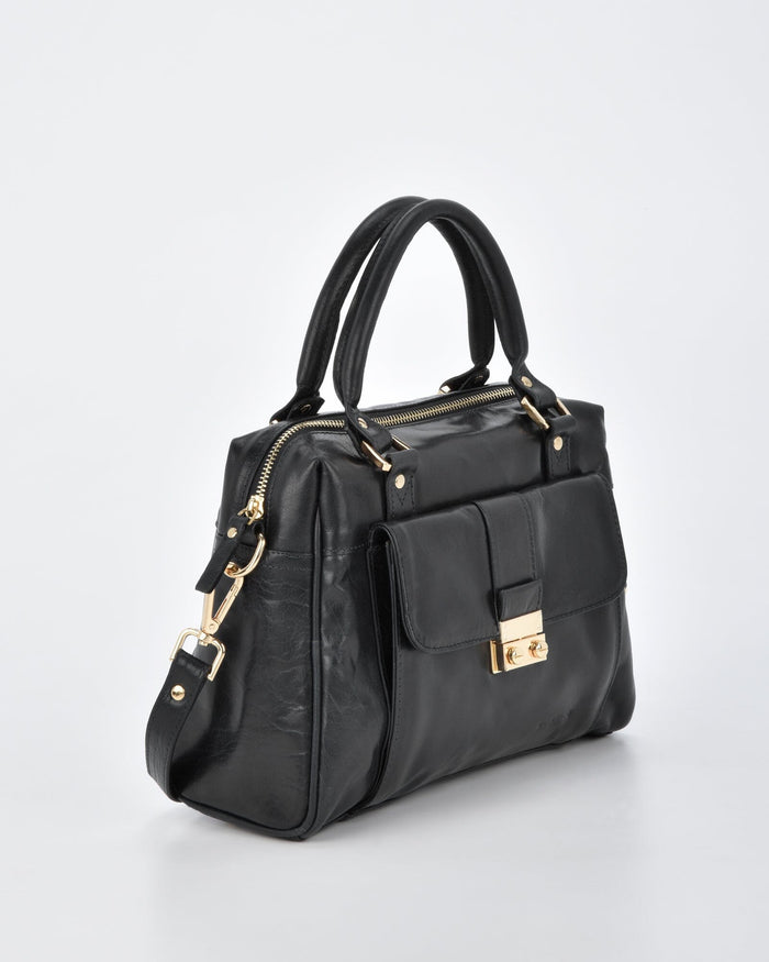 Rosehill Classic Leather Shoulder Bag - Black