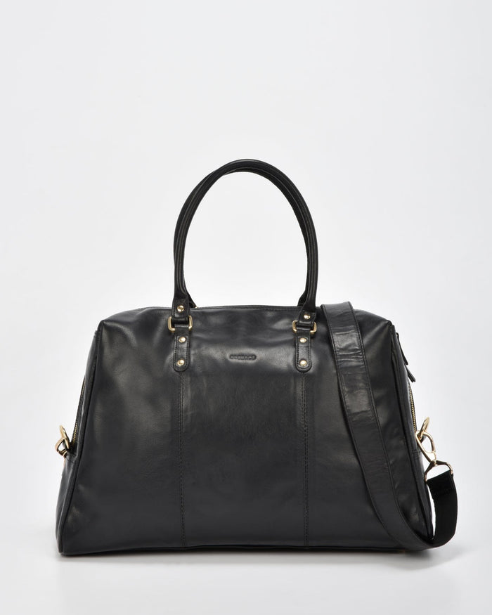 Sorrento Leather Overnighter Bag - Black
