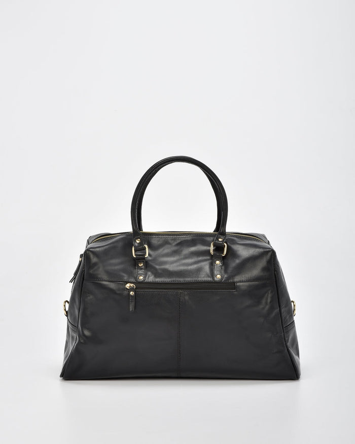 Sorrento Leather Overnighter Bag - Black
