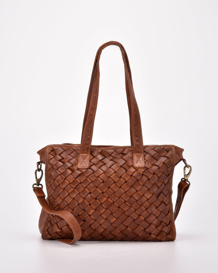 Stafford Leather Plaited Woven Tote