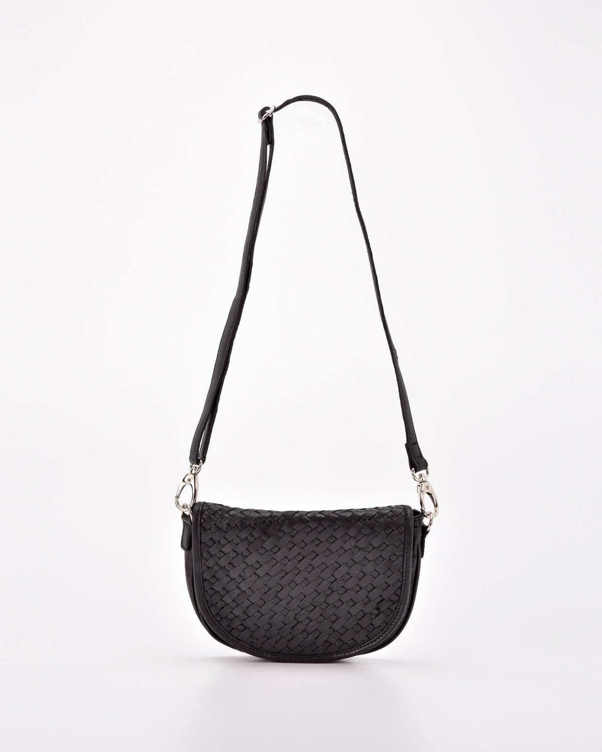 Surrey Woven Leather Crossbody - Black