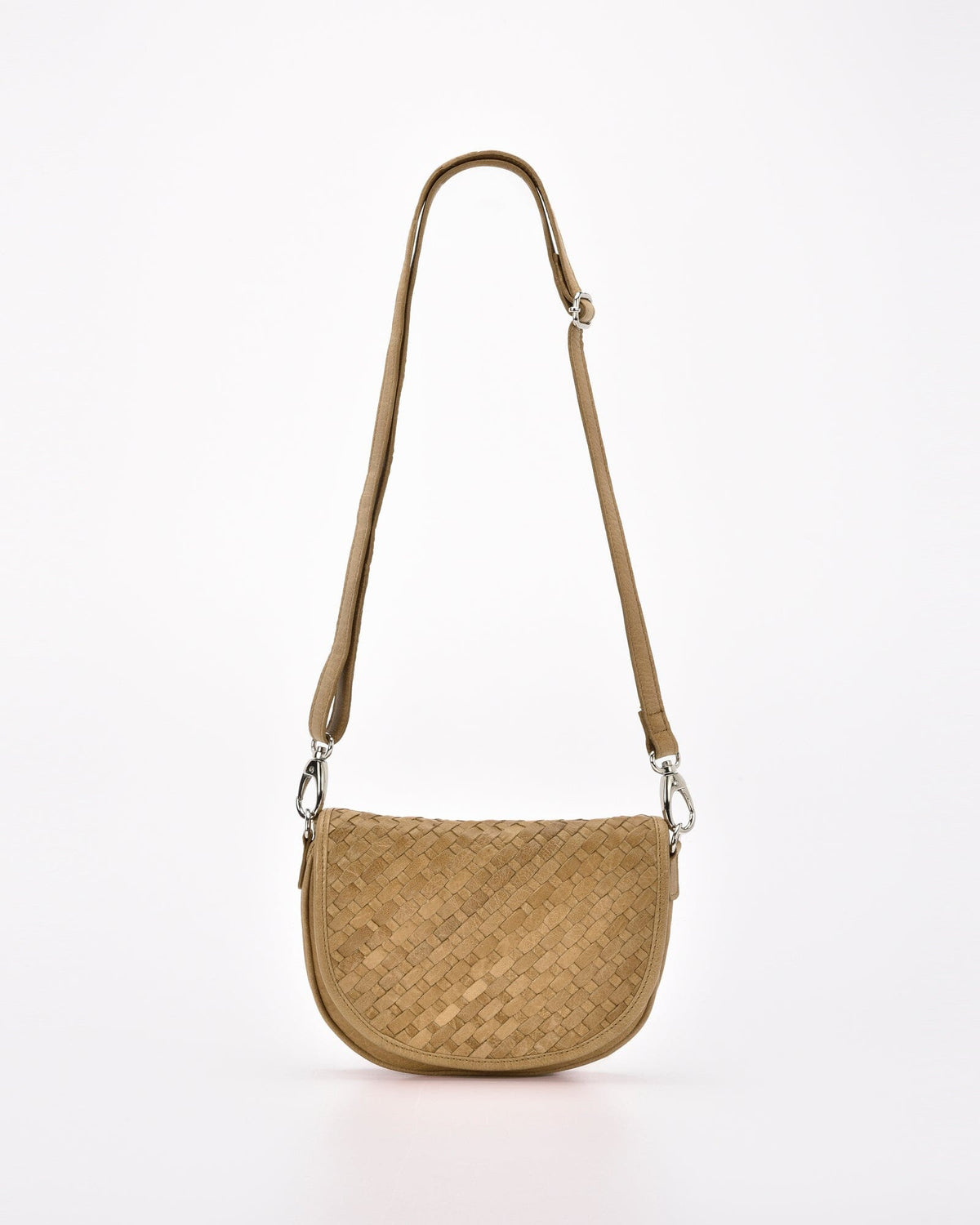 Surrey Woven Leather Crossbody - Camel