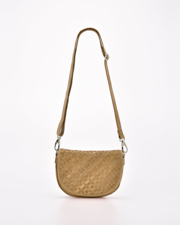 Surrey Woven Leather Crossbody - Camel