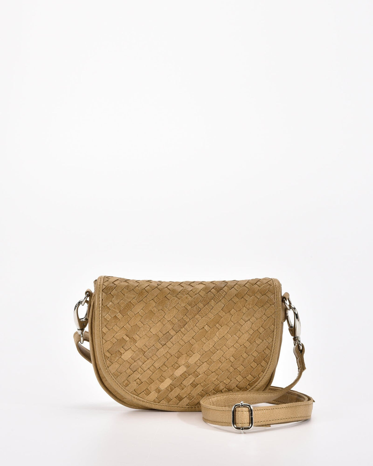 Surrey Woven Leather Crossbody - Camel