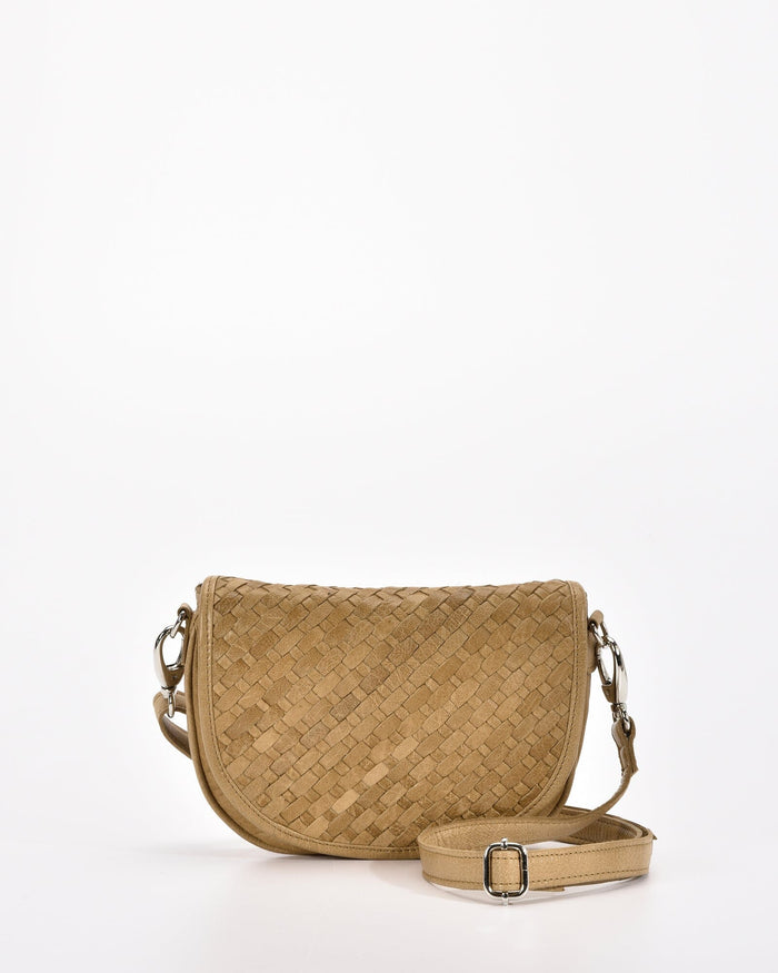 Surrey Woven Leather Crossbody - Camel