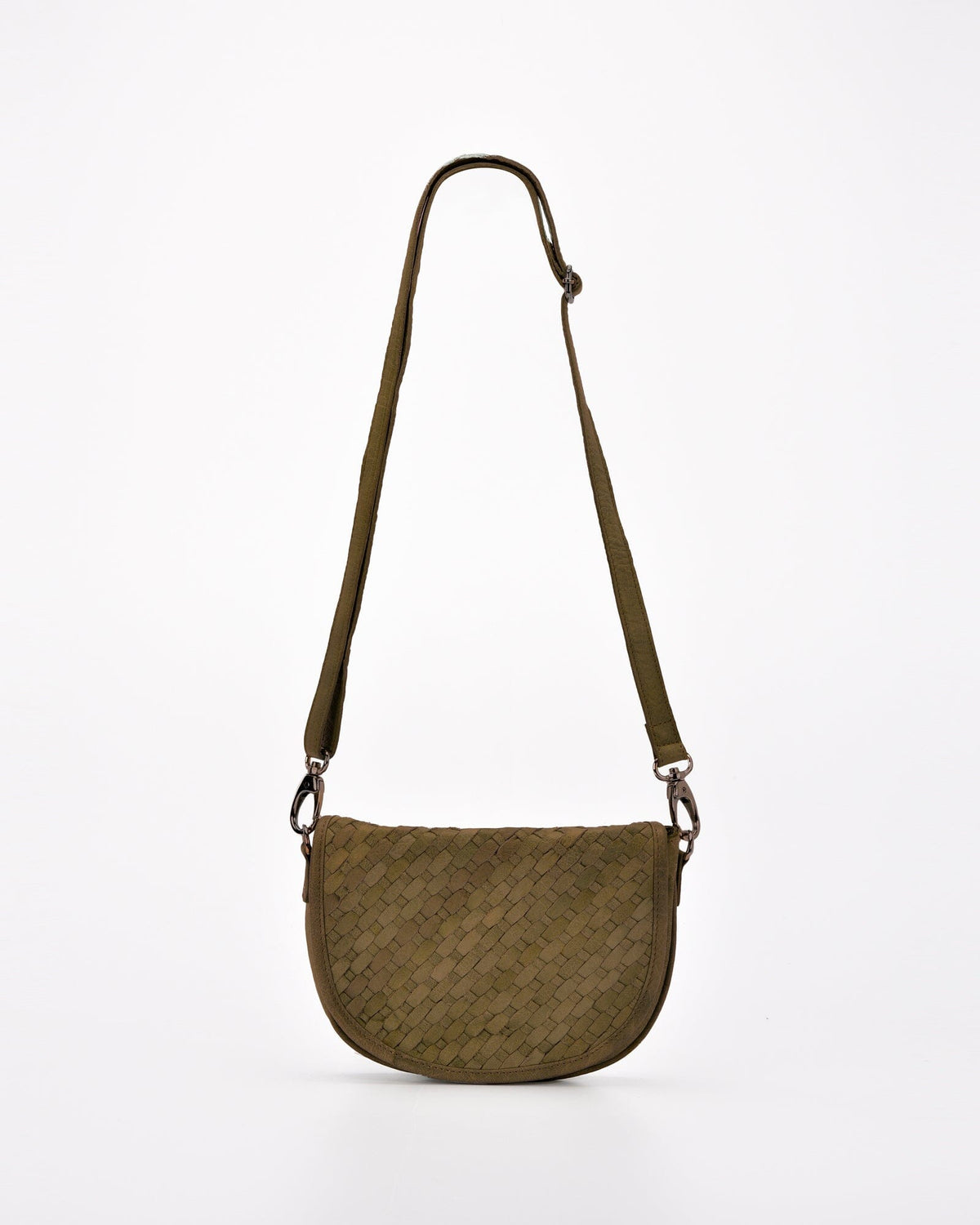 Surrey Woven Leather Crossbody - Olive
