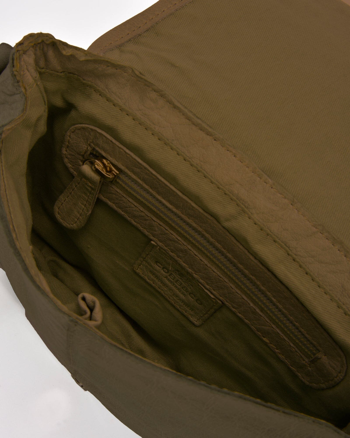 Surrey Woven Leather Crossbody - Olive