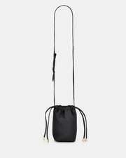 Susie Soft Leather Drawstring Crossbody in Black – designed in Australia by Gabee