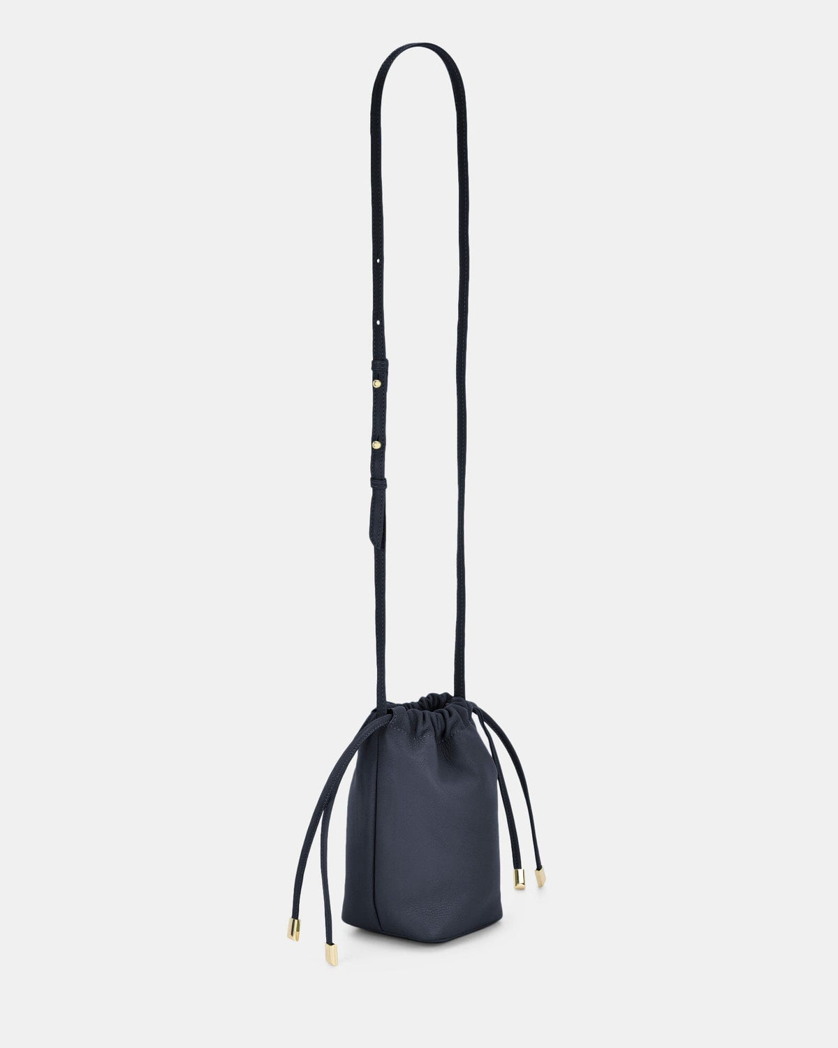 Susie Soft Leather Drawsting Crossbody - Navy