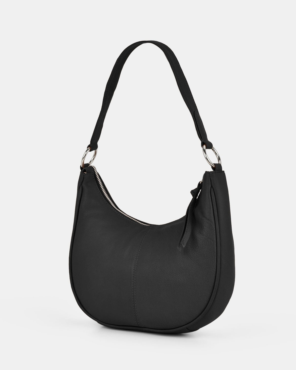 Tessa Leather Shoulder Bag - Black