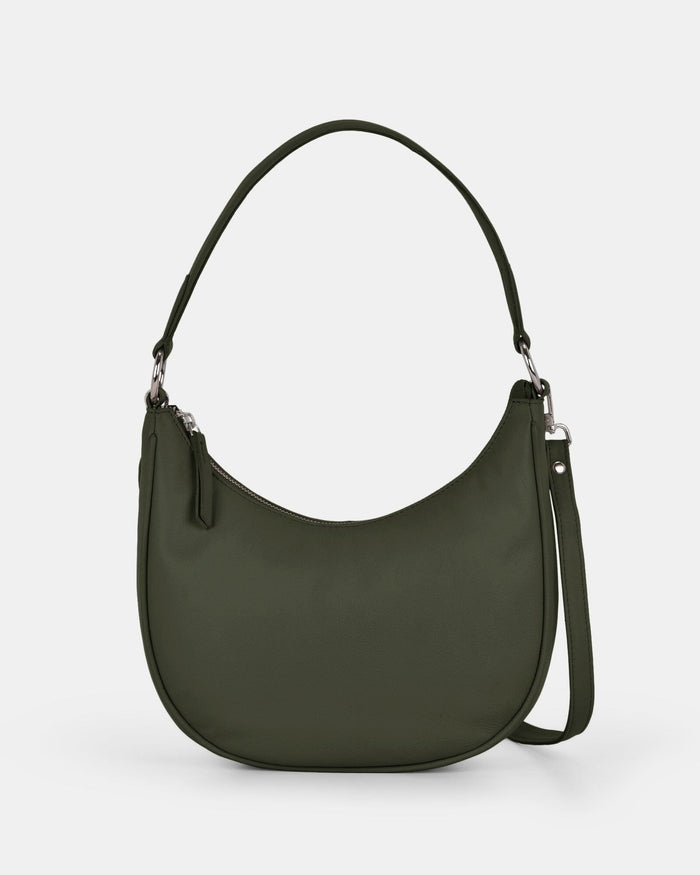 Tessa Leather Shoulder Bag - Olive