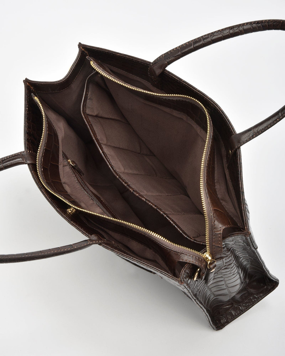 Toorak Croc Leather Business Tote - Chocolate