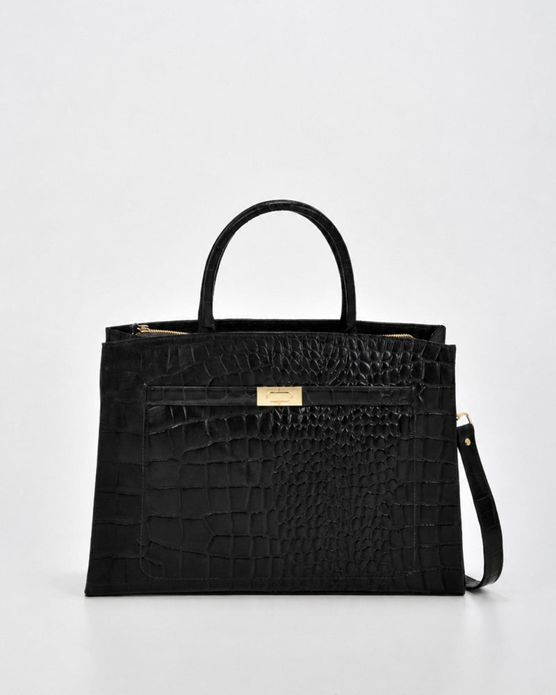 Toorak Croc Leather Business Tote