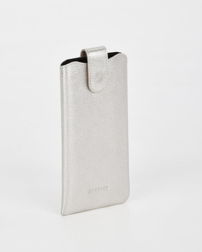 Vision Soft Leather Glasses Case - Silver
