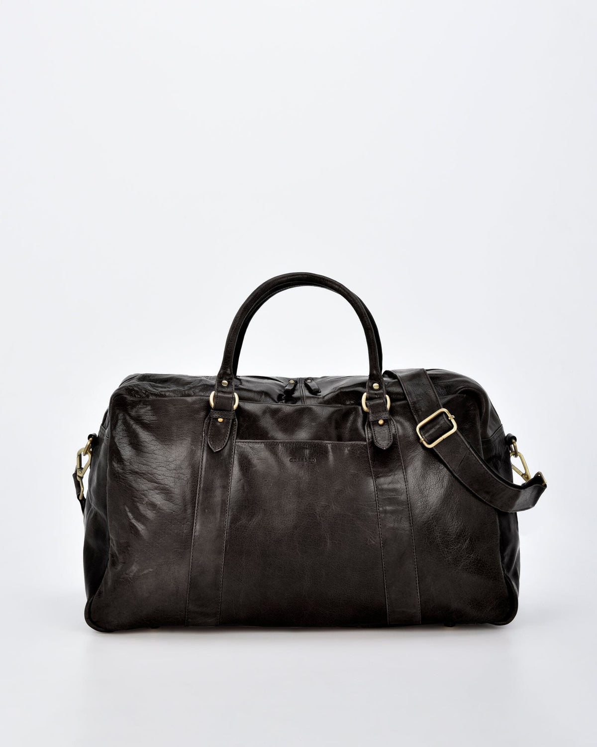 Waratah Structured Leather Large Weekend Duffel - Black
