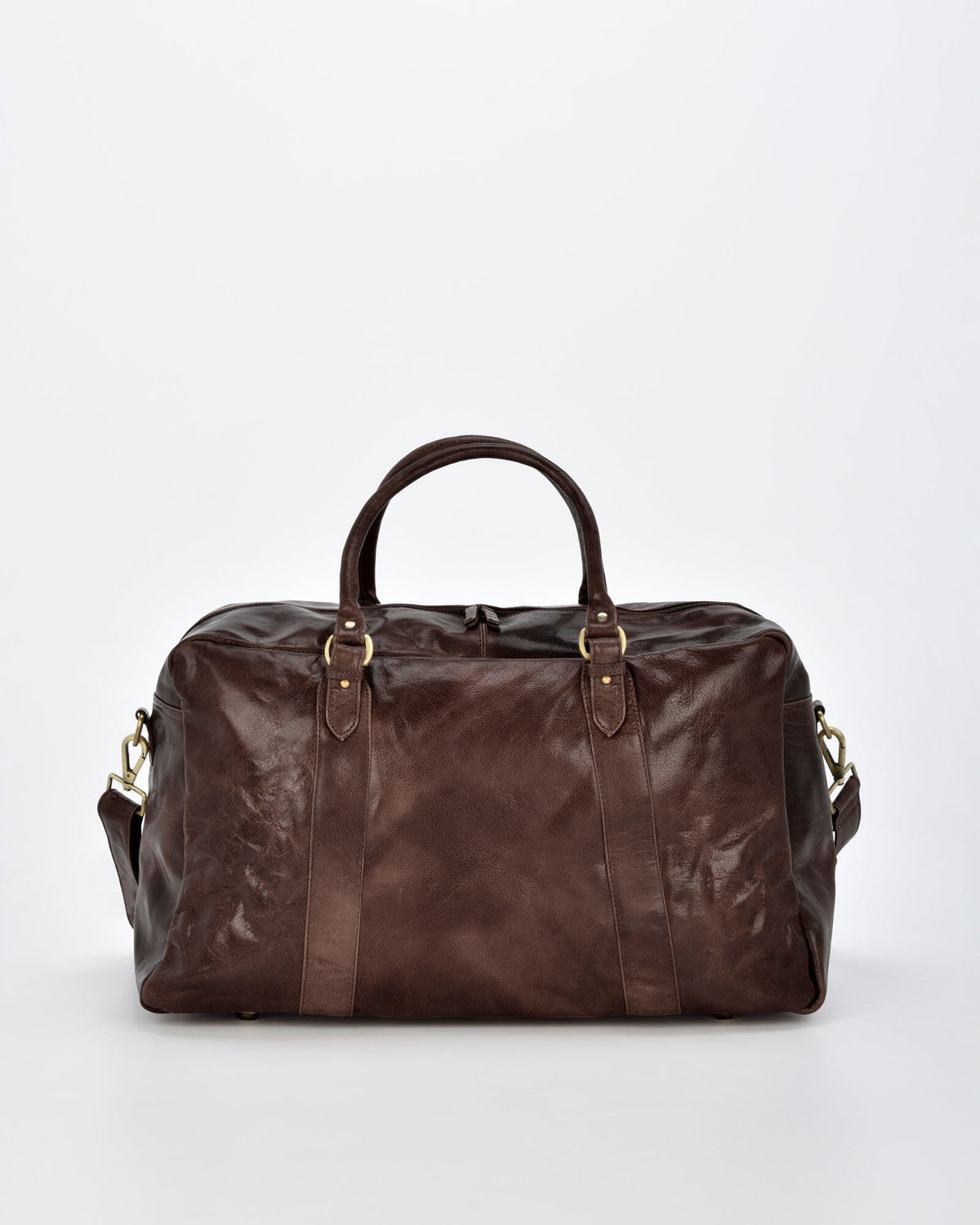 Waratah Structured Leather Large Weekend Duffel - Chocolate