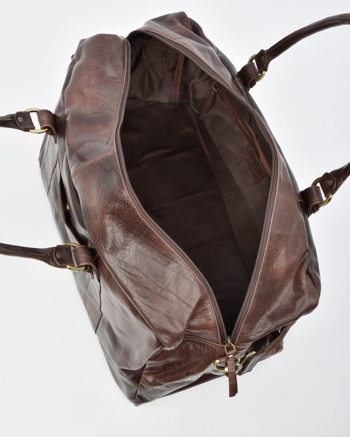 Waratah Structured Leather Large Weekend Duffel - Chocolate
