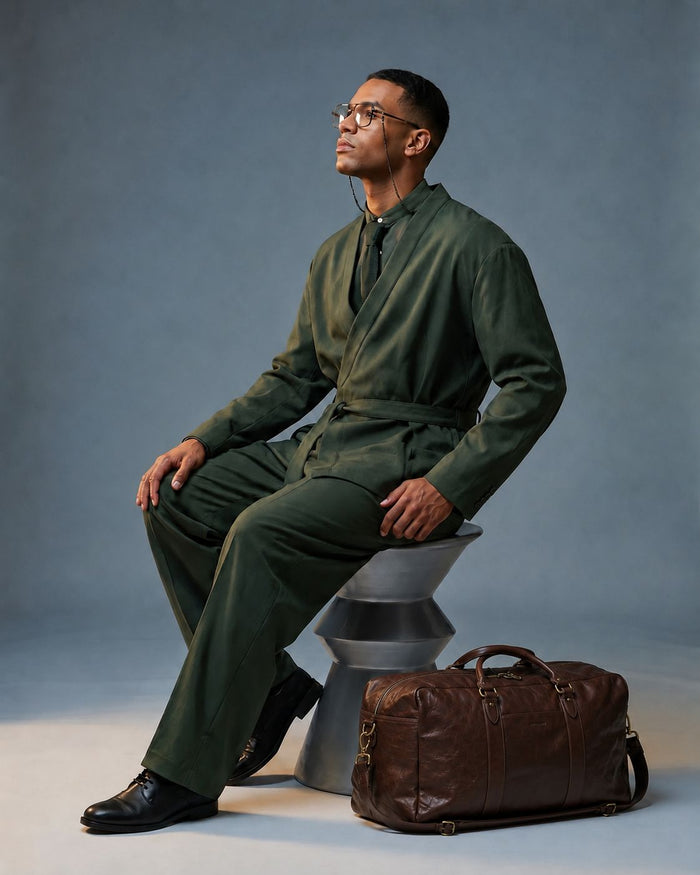 Waratah Structured Leather Large Weekend Duffel - Chocolate