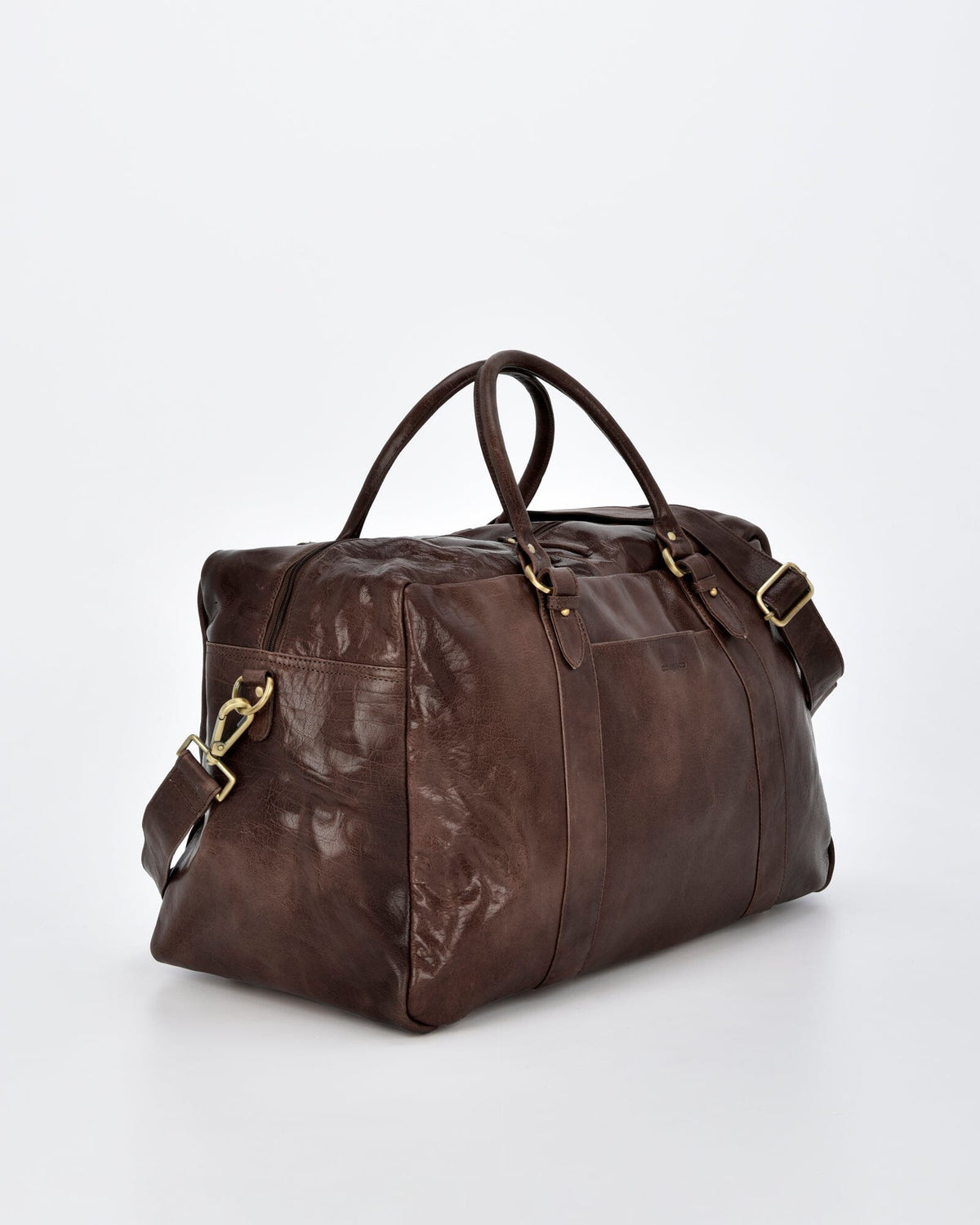 Waratah Structured Leather Large Weekend Duffel - Chocolate