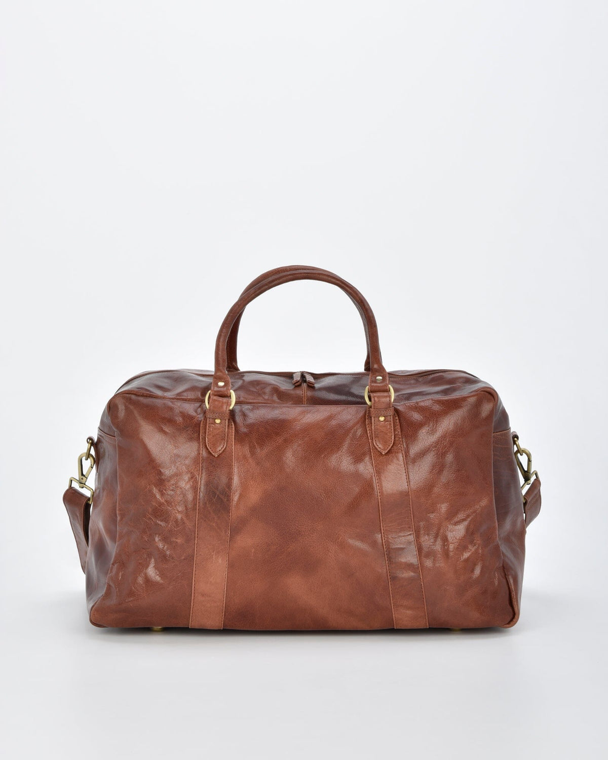 Waratah Structured Leather Large Weekend Duffel - Cognac