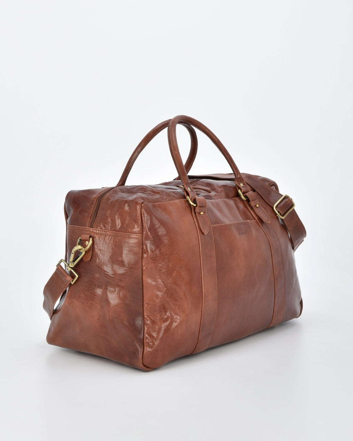 Waratah Structured Leather Large Weekend Duffel - Cognac