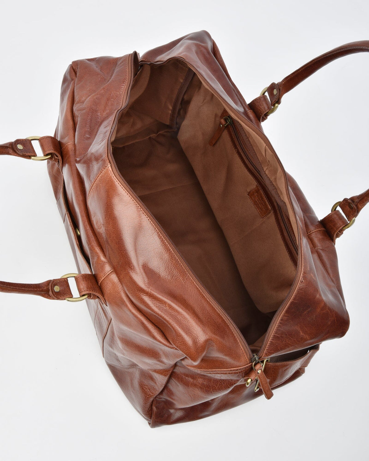 Waratah Structured Leather Large Weekend Duffel - Cognac
