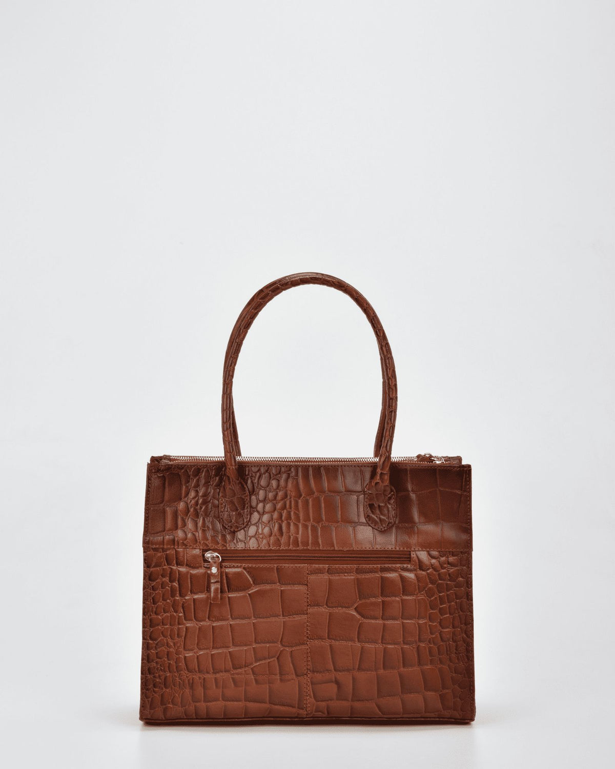 Waverley Croc Leather Dual Section Tote Bag - Tan