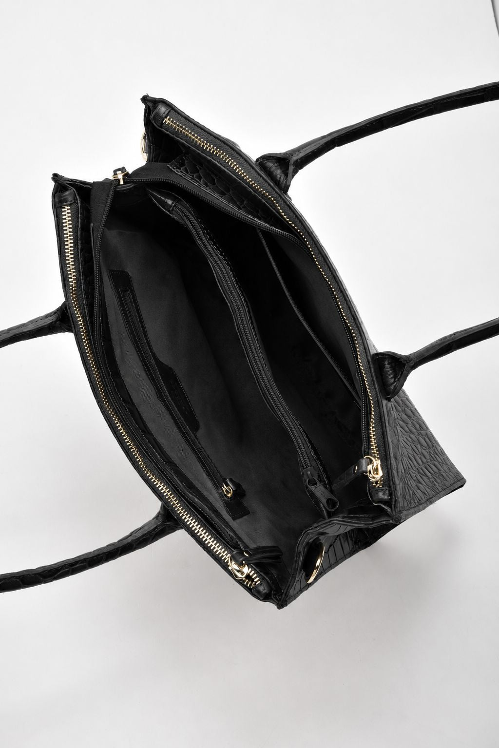 Waverley Croc Leather Dual Section Tote Bag
