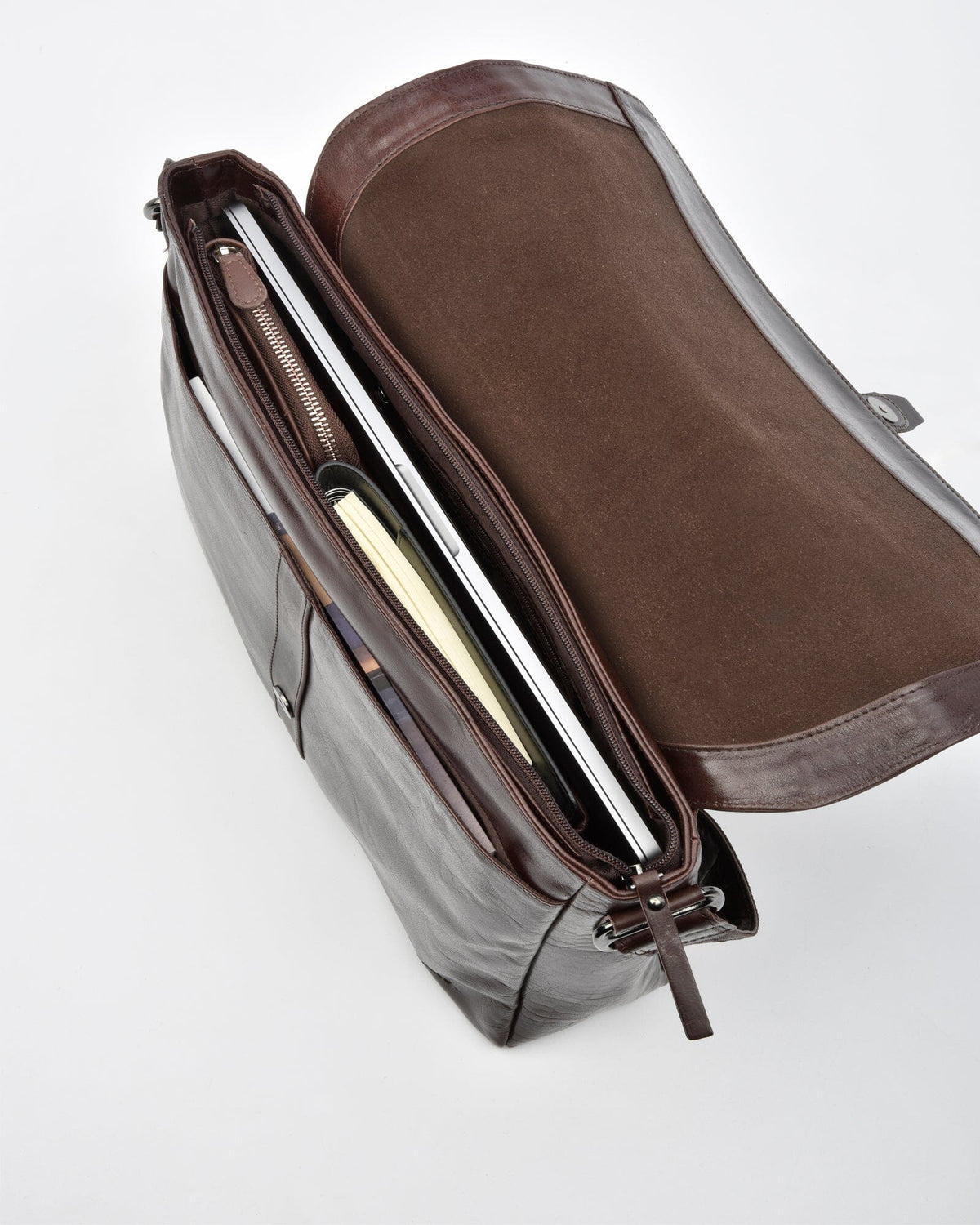 Windsor RFID Leather Business Satchel - Chocolate